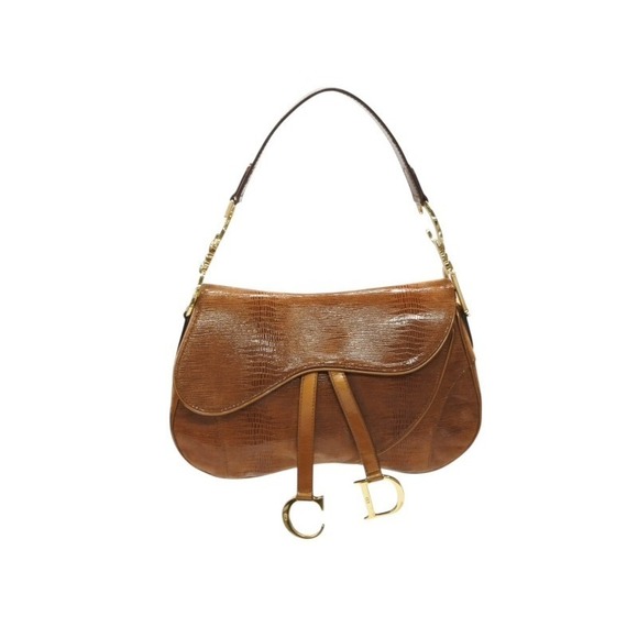 Dior Handbags - Christian Dior Saddle Bag brown lizard leather